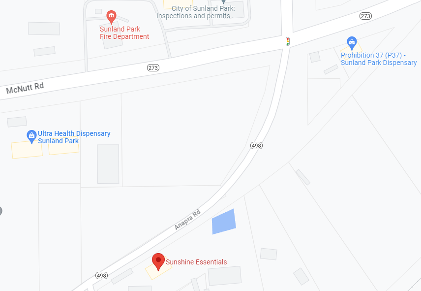 Sunshine Essentials Dispensary Location on Google Map