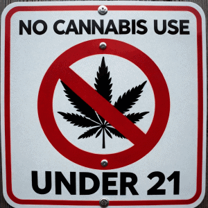 No Cannabis Use Under 21 - Prohibited Symbol