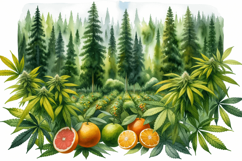 Watercolor Forest with Terpene Sources