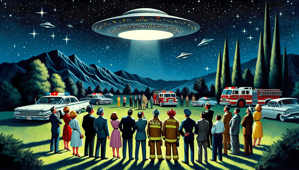 1960s crowd marveling at UFO in Sunland Park