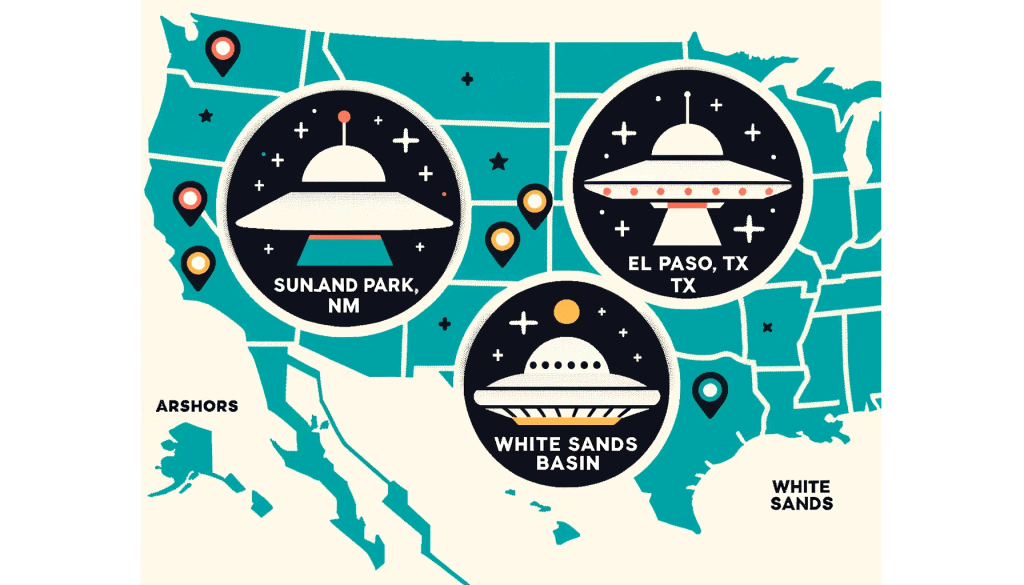 UFO sightings map - Sunland Park, El Paso, White Sands