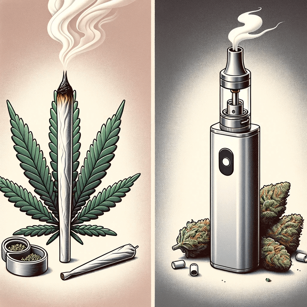 Comparison of smoking and vaping cannabis.