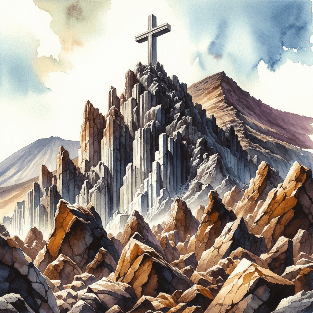 Watercolor Painting of Mount Cristo Rey's Geological Features