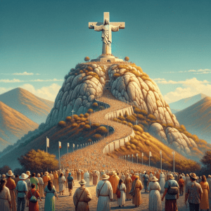 Digital Painting of Mount Cristo Rey Pilgrimage with Statue of Christ