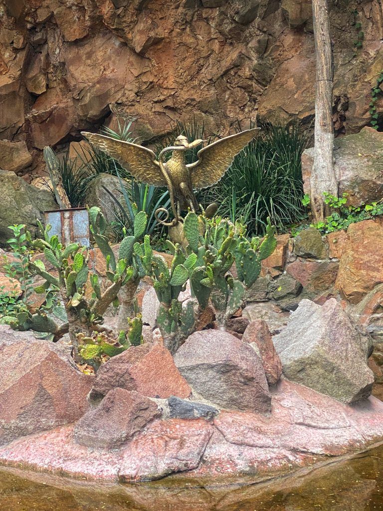 Eagle Statue with Snake on Cactus - Symbol of Strength and Resilience