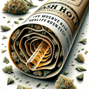 Close-up of a Hash Hole pre-roll showcasing the central worm of live rosin extract.