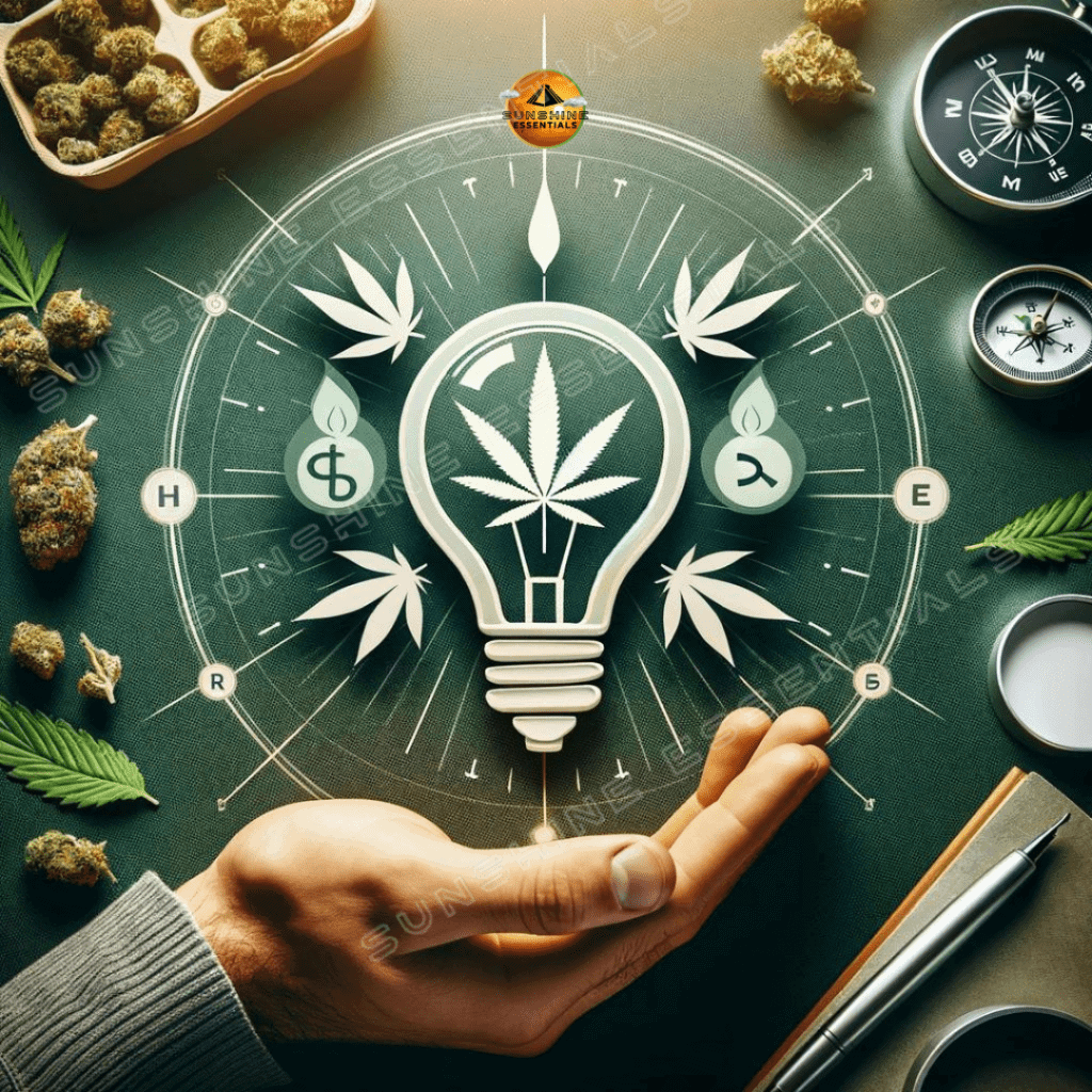 Symbolic representation of informed decision-making in cannabis use with a compass.