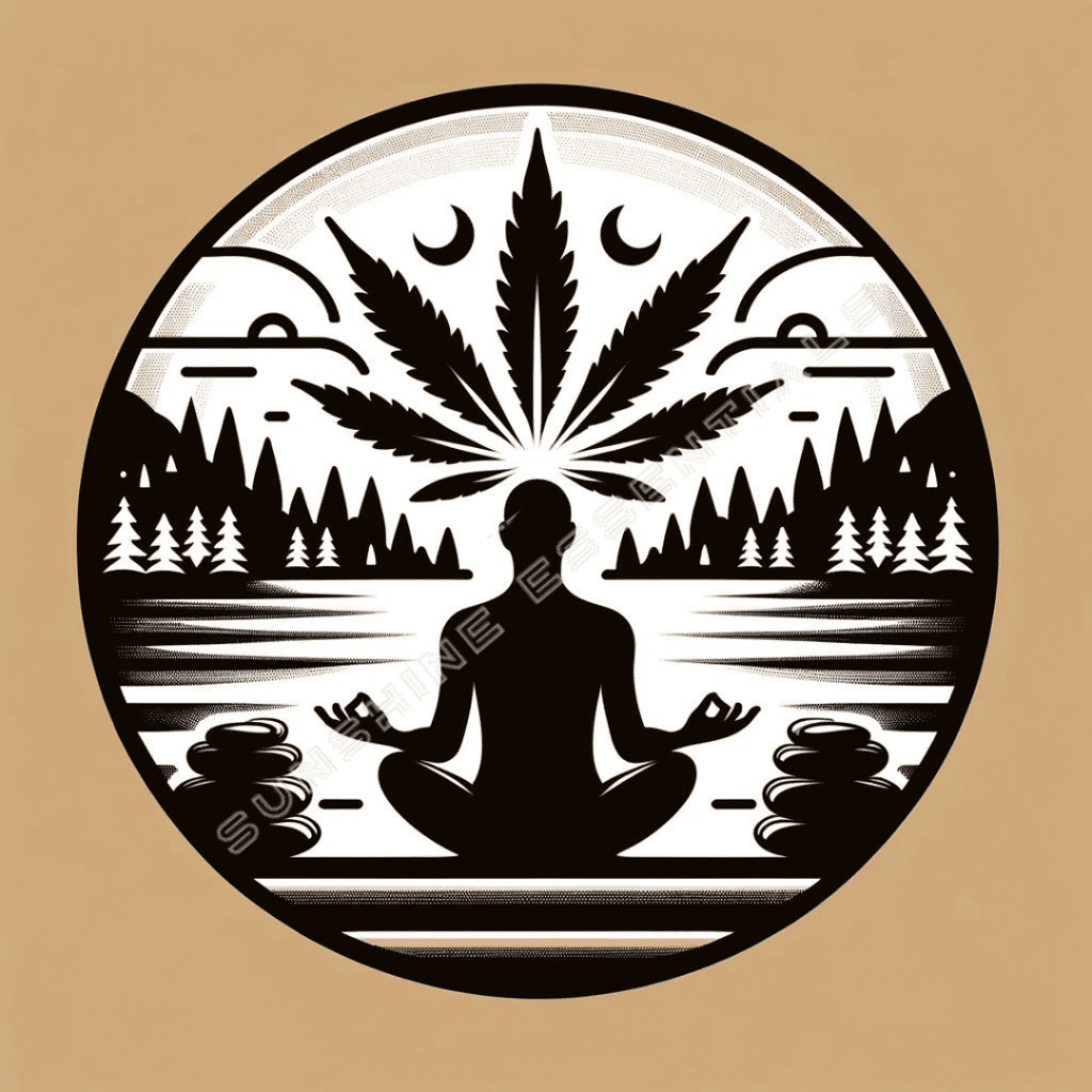 Serene landscape symbolizing relaxation and wellness through cannabis use.